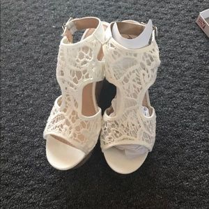 Cream white lace wedge